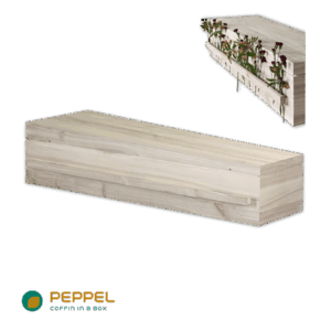 Moderne Uitvaartkist met Bloemenhandgrepen - Massief Populierenhout